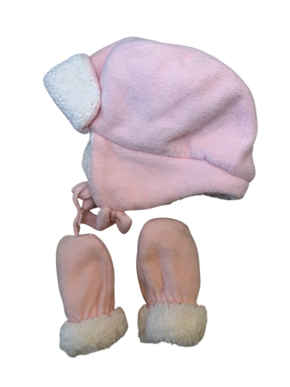 The Childre's Place Girls 12-18 Months Winter Hat Mitten set pink fleece